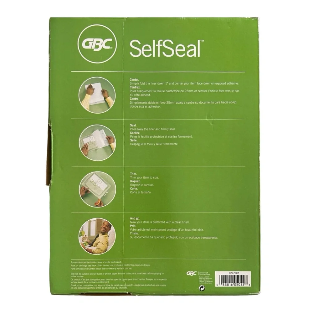 GBC SelfSeal Letter-size Laminating Sheets 50 Pack 3 mil, 9”x 12”